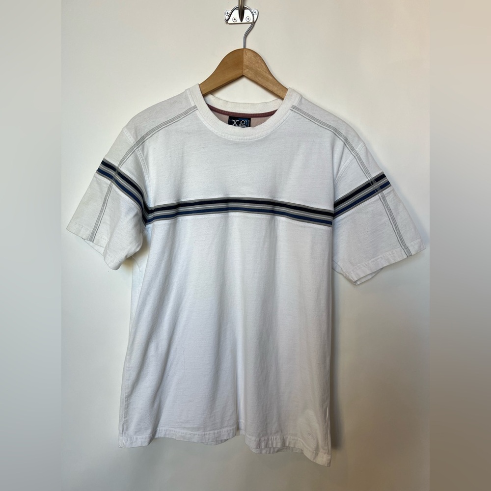 XG Extreme Quality White Stripe Tee Early 2000s Skate Surf Style Size M‎